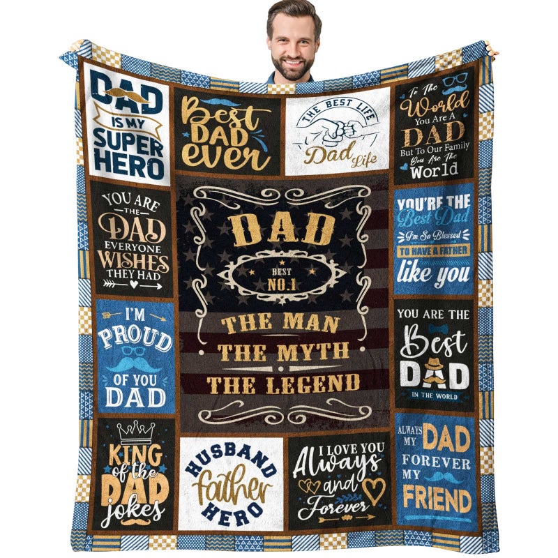 SIKLTY Dad Gifts Throw Blanket 60"" x 50""  Birthday Gifts for Dad from Daughter Son  Best Dad Ever Gifts  Presents for Dad from Kids  Dads Birthday Gifts Ideas  Gifts for Dad Who Wants Nothing - Image 1